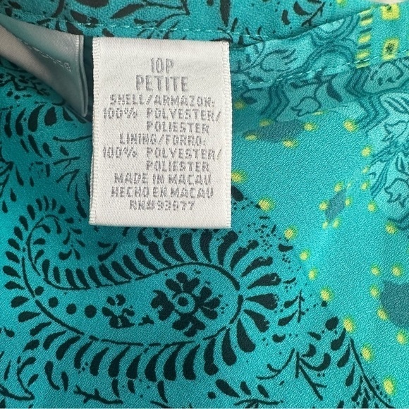 Worthington Petite Blue/Teal Floral Asymmetrical Paisley Ruffled Skirt 10P - Picture 7 of 9